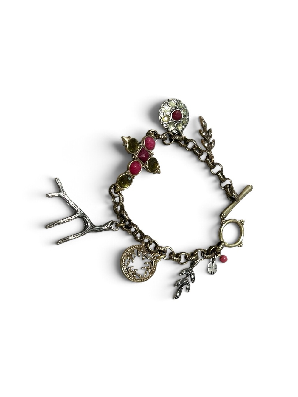 Lucky Brand Mixed Metal Charm Bracelet 7” Nature Crosses